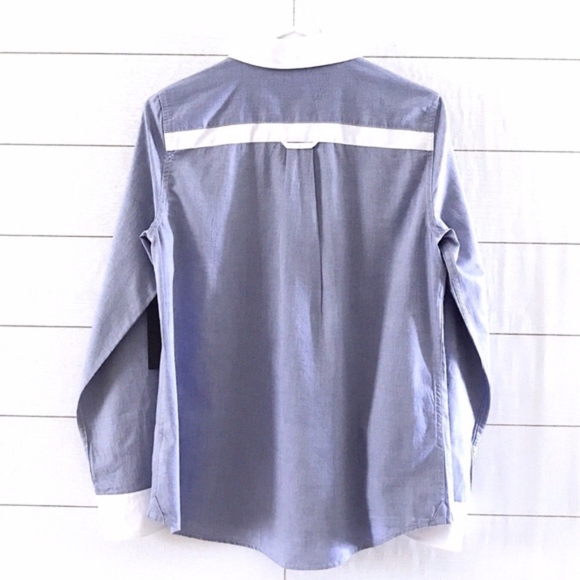 Tommy Hilfiger Blue White Long Sleeve Popover Top - Picture 6 of 8
